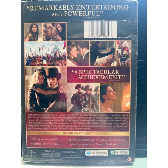 Les Miserables Blu-Ray DVD Victor Hugo Hugh Jackman Russell Crowe Anne Hathaway - Picture 2 of 2